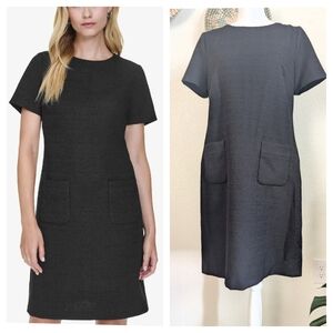 Andrew Marc Black Textured Mini Dress
